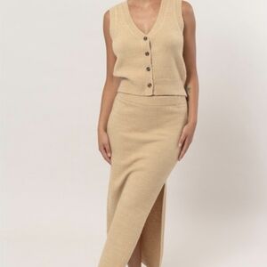 Button-Front Vest And Skirt Set